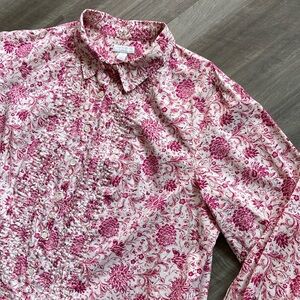 Charter club Pintucked Cottagecore Jacobean floral Button up shirt sz 22W